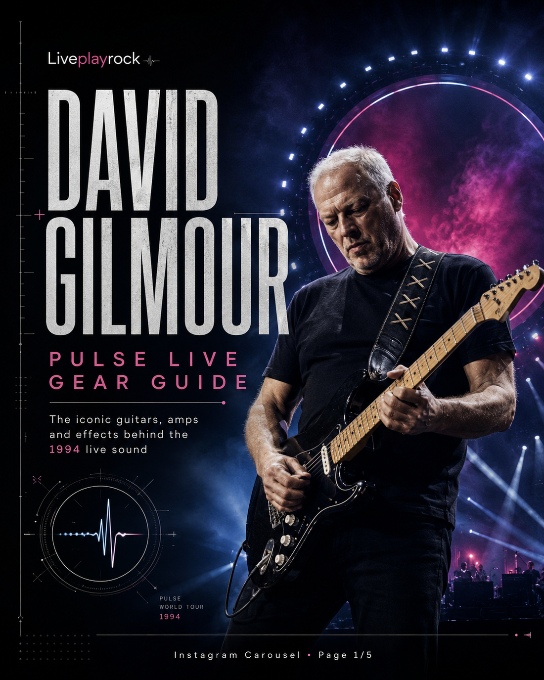 David Gilmour PULSE Gear: Guitars, Amps and Effects info - Liveplayrock